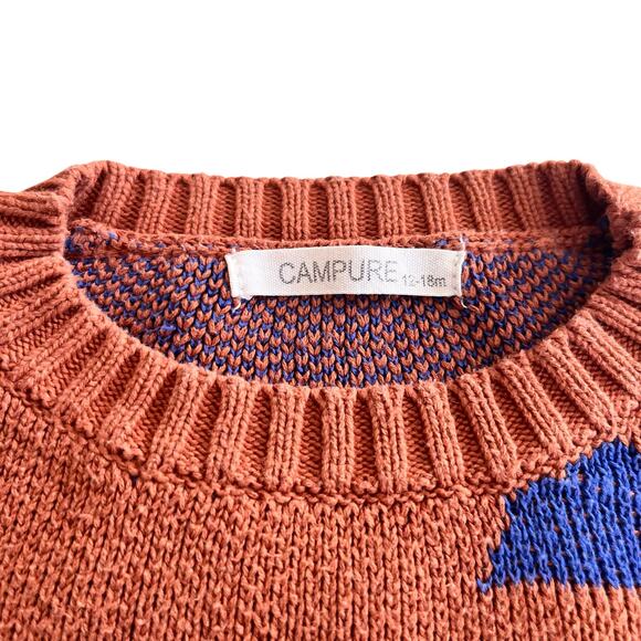 Campure boys brown intarsia blue triangle sweater size 18 months - Picture 4 of 7